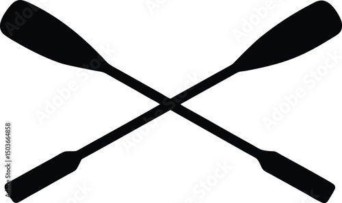 Paddle icon vector, Crossed wood paddle icon. Simple crossed wood paddle silhouette. vector illustration