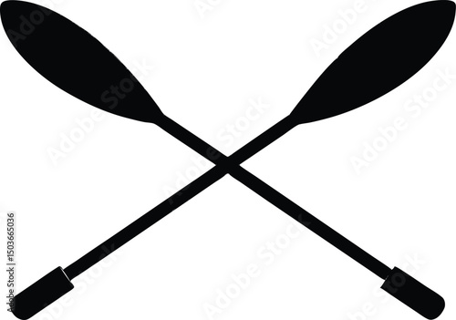Paddle icon vector, Crossed wood paddle icon. Simple crossed wood paddle silhouette. vector illustration