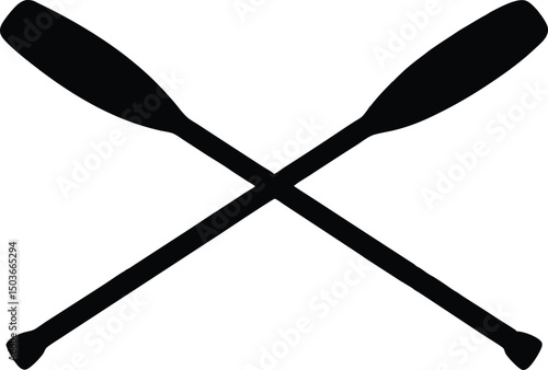 Paddle icon vector, Crossed wood paddle icon. Simple crossed wood paddle silhouette. vector illustration