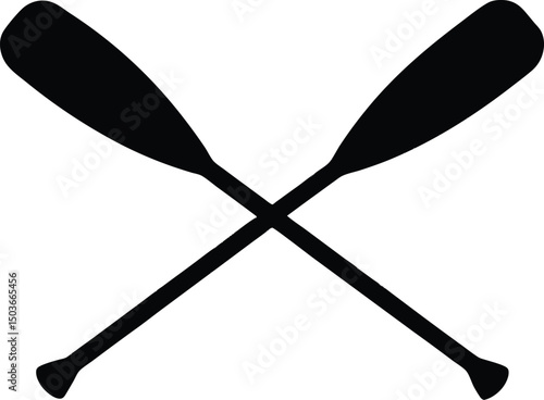 Paddle icon vector, Crossed wood paddle icon. Simple crossed wood paddle silhouette. vector illustration