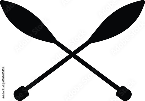 Paddle icon vector, Crossed wood paddle icon. Simple crossed wood paddle silhouette. vector illustration