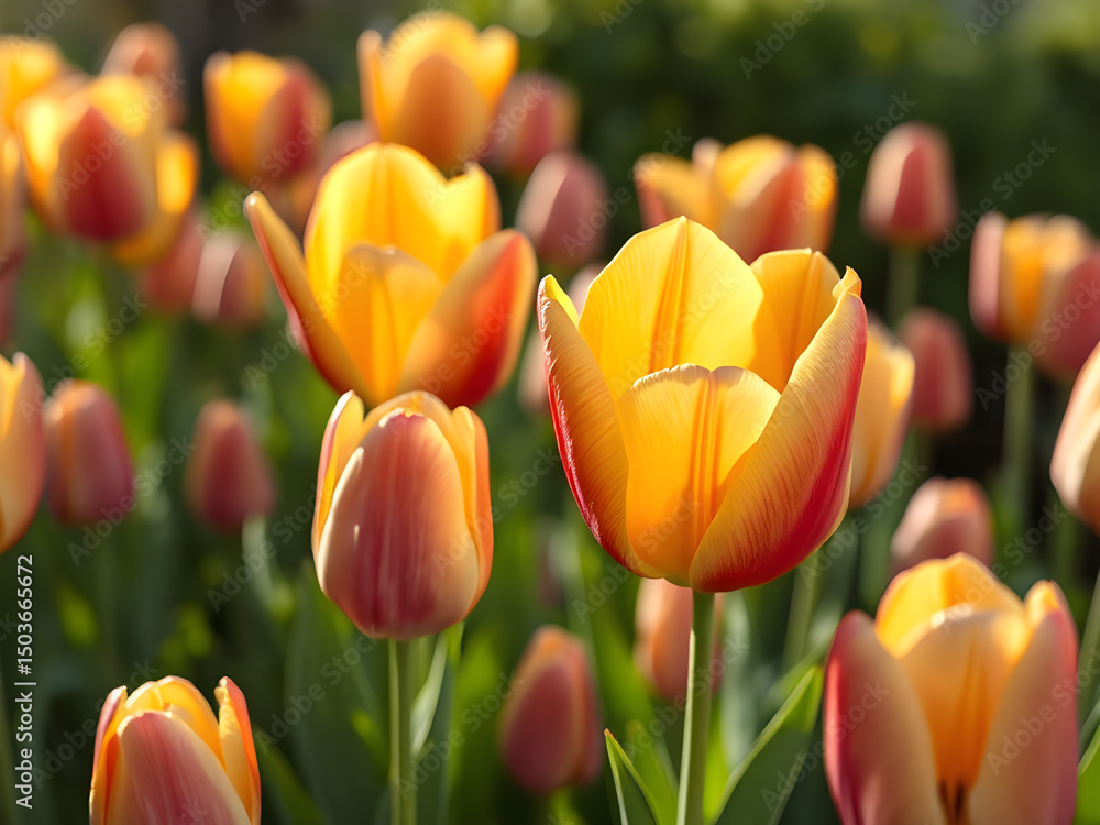 Obraz premium Scarlet Elegance Red Tulips in Focus