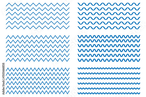 Wave line and wavy zigzag lines. wavy curve zig zag line pattern in abstract style. eps 10.