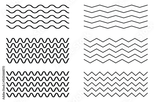 Wave line and wavy zigzag lines. wavy curve zig zag line pattern in abstract style. eps 10.