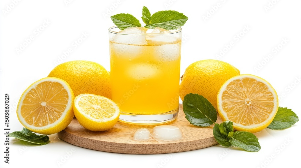 Invigorating lemonade with fresh mint and lemon slices, a summer delight refreshing Invigorating lemonade with fresh mint and lemon slices, a summer delight refreshing