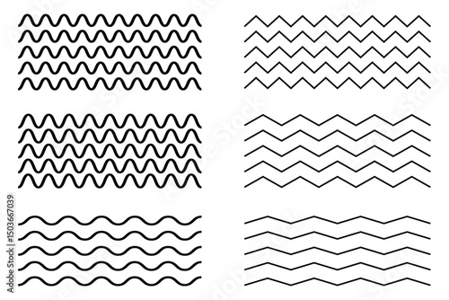 Wave line and wavy zigzag lines. wavy curve zig zag line pattern in abstract style. eps 10.