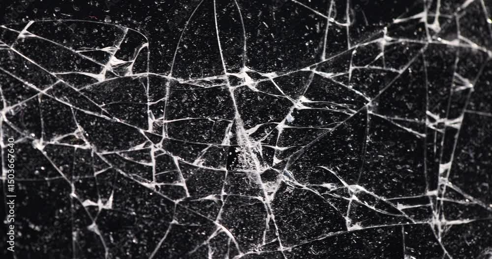 broken with damage and pieces of glass on a black background, thin glass broken into many pieces broken with damage and pieces of glass on a black background, thin glass broken into many pieces