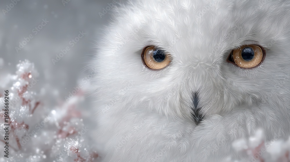Obraz premium Majestic Snowy Owl Portrait Winter Wildlife Bird Closeup Nature Photography