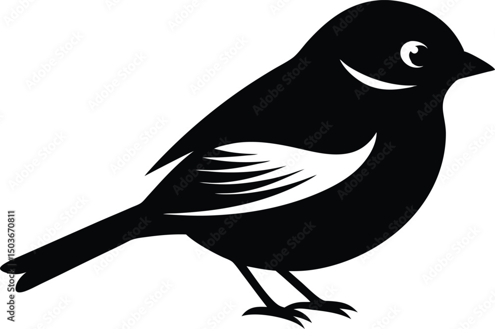 Obraz premium Chickadee icon silhouette vector, Chickadee line art silhouette, Chickadee vector silhouette design.