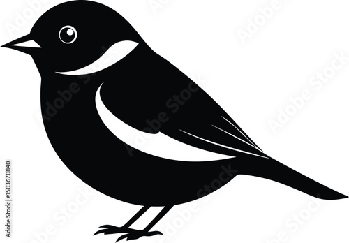 Chickadee icon silhouette vector, Chickadee line art silhouette, Chickadee vector silhouette design.
