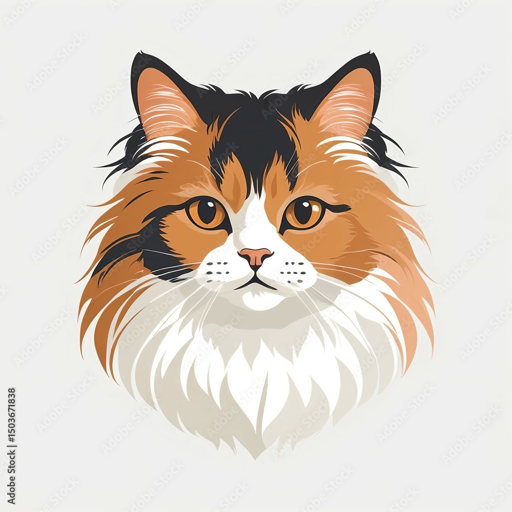 Fototapeta premium 愛猫のラガマフィン顔イラスト