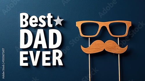 Dark blue denim-textured Father's Day flat design: 