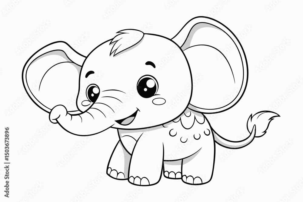 Fototapeta premium a-coloring-page-of-little-elephant-for-kids-colori.eps