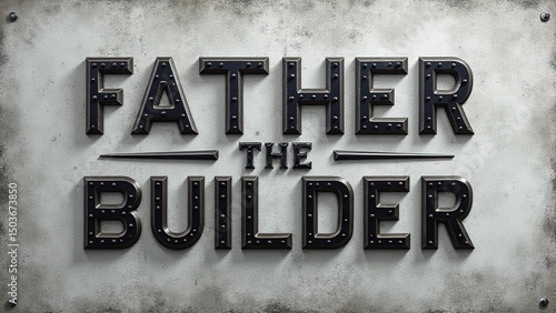 Industrial Father's Day typography: gray concrete bg, bold 