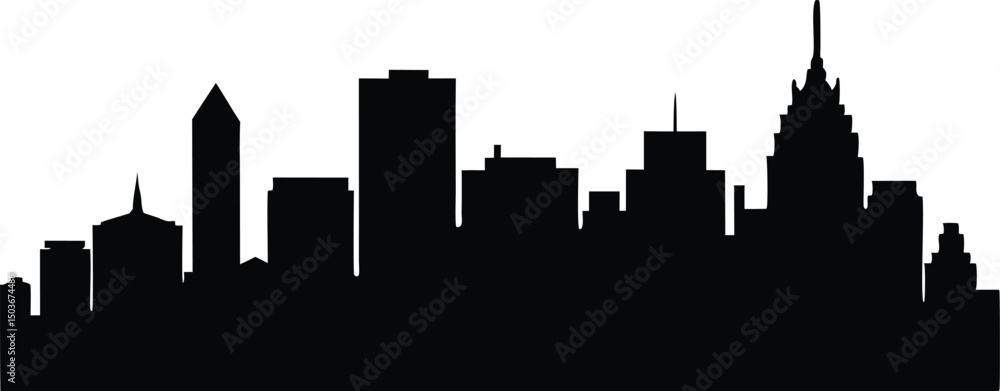 Fototapeta premium The Boston City Skyline Silhouette Vector, City Buildings Silhouette Vector illustration