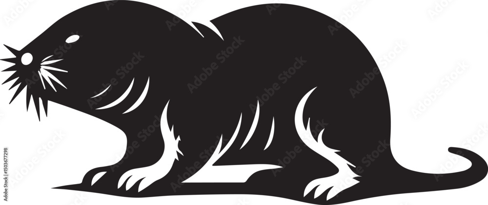 Naklejka premium black and white rat mouse, rat mouse silhouette vector icon, mouse logo vector