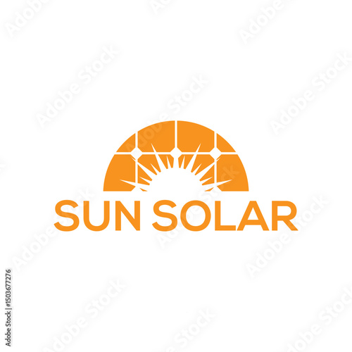 Bright and modern Sun Solar logo featuring a radiant sun and sleek solar panel elements, ideal for clean energy companies, solar installers, and eco-conscious technology brands.
