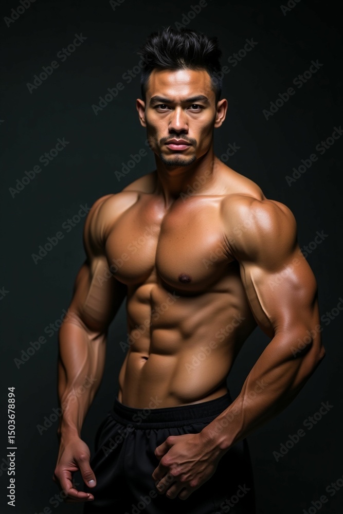 Fototapeta premium handsome muscular man posing in studio