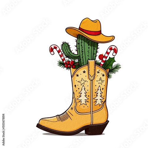 cowboy boots and hat