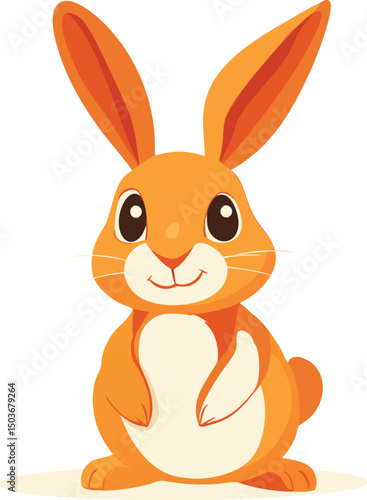 Cute Orange Bunny Rabbit Icon against white background