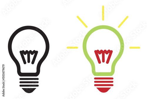 Idea vs Innovation Icon against white background