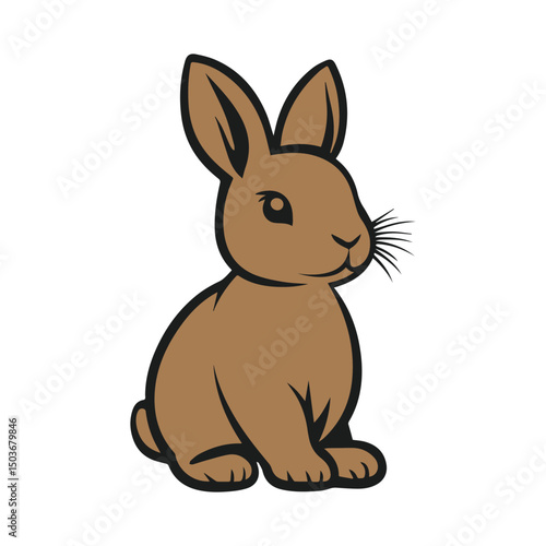 Cute Brown Rabbit Image Icon against white background
