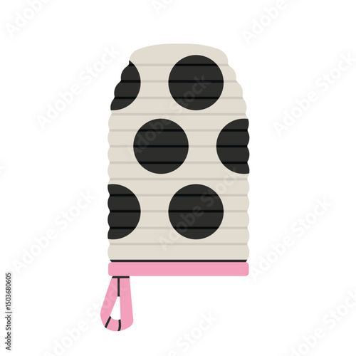 Vector illustration of a potholder glove. Good for use in kitchen-themed designs, cookbook illustrations,  advertising materials, cooking blogs and prints. Quilted fabric with polka dot pattern.
