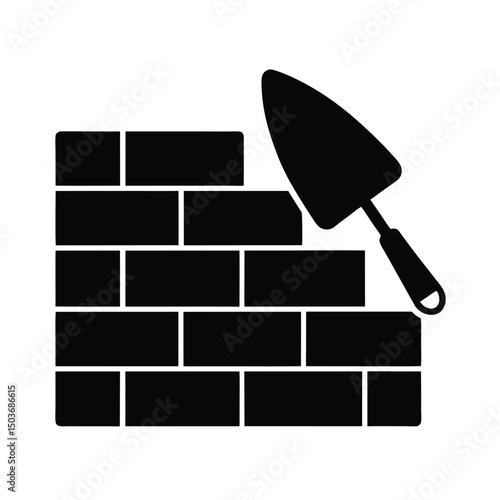 bricks trowel icon vector illustration