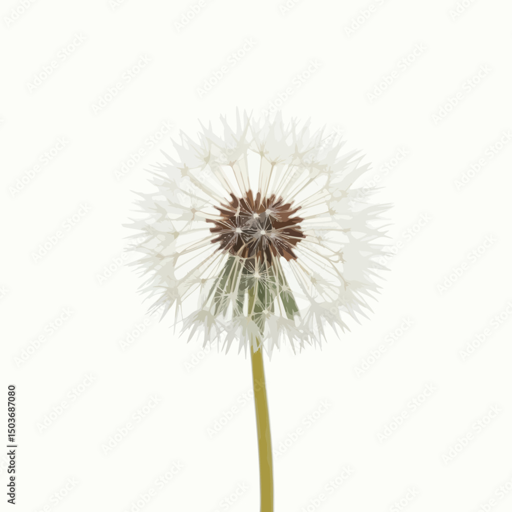Fototapeta premium Close up White Dandelion Flower Head with Seeds on White Background