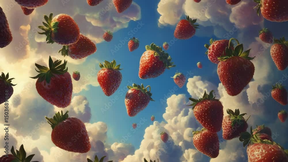 strawberries in the garden, sky strawberries in the garden, sky