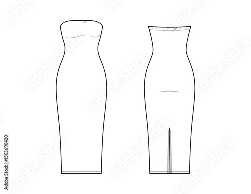 STRAPLESS TUBE MIDI MAXI DRESS