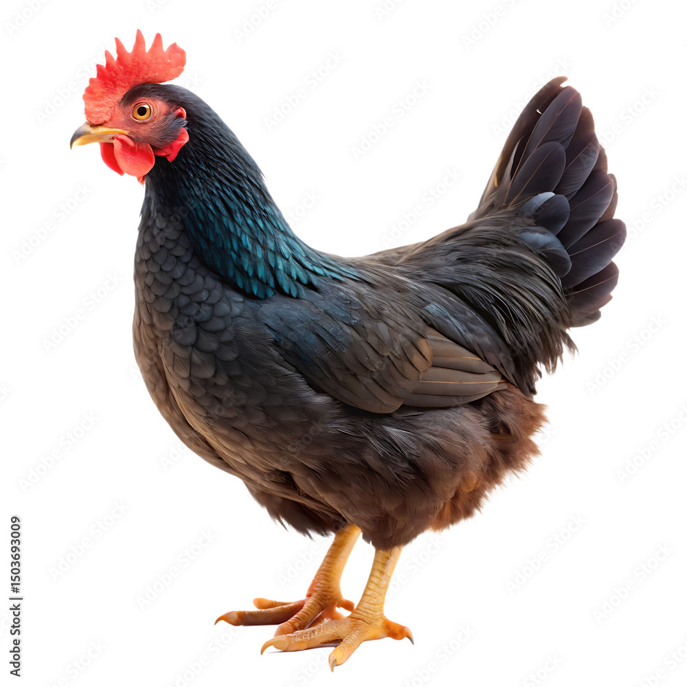 Fototapeta premium black chicken isolated on white background