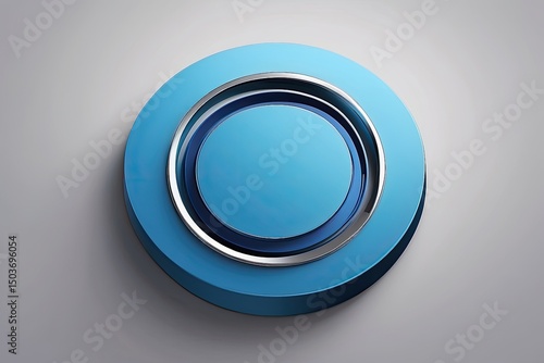 "Blue Rotary Telephone Icon with Vintage Design on Glossy Button"