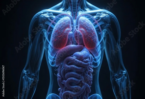 Viewing Human Anatomy with Lungs and Digestive System