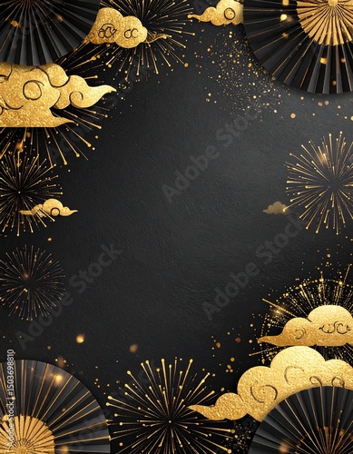 黒の和風背景素材