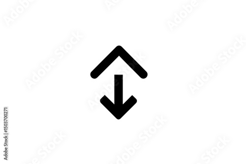 Black Up and Down Arrows on White Background. home minimalist icon vector transparent background