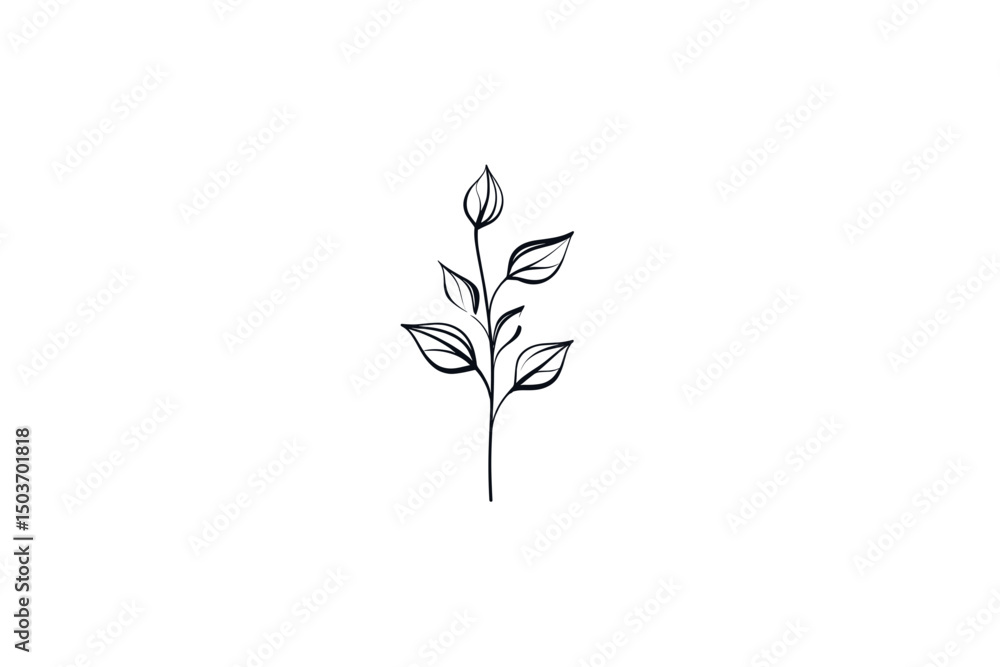 Simple Line Drawing of a Small Plant on White Background minimalist vector icon Simple Line Drawing of a Small Plant on White Background minimalist vector icon