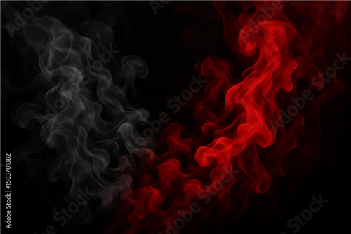Abstract gray smoke red on black color abstract background.