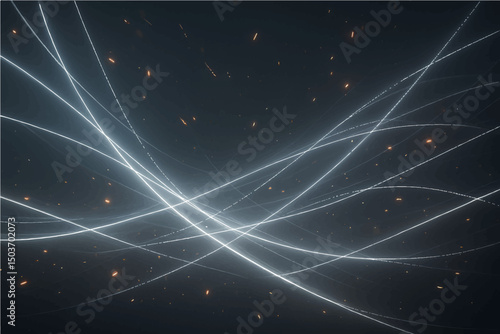 Abstract white light lines background with sparks.