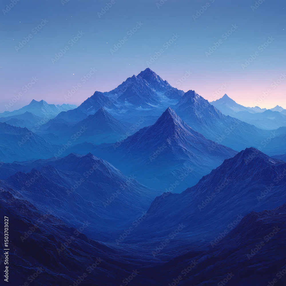 Obraz premium Mountains rise majestically under a clear blue sky.