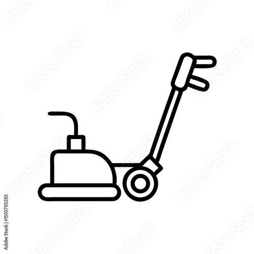 Floor polisher icon for cleaning with simple outline design  