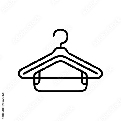 Clothes hanger icon in minimalist design for organizing garments  
