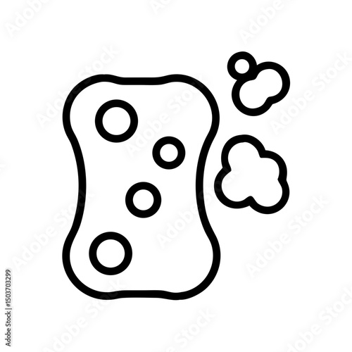 Dishwashing sponge icon with bubbles representing cleanliness  