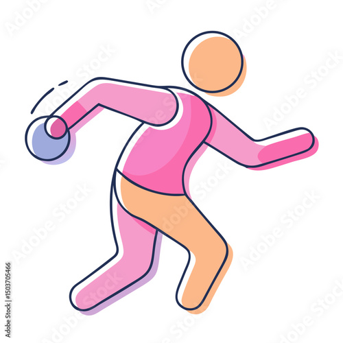 A colorful flat illustration of a male discus thrower in motion, ideal for websites/blogs on sports, athletics, fitness, competition, or Olympic themes.

