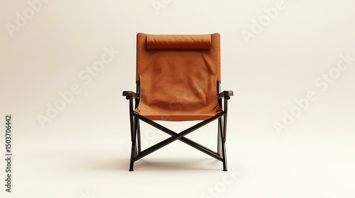 A modern, stylish folding chair in a warm brown hue, ideal for outdoor activities and comfortable seating. Perfect for camping, picnics, or as a portable option for events.