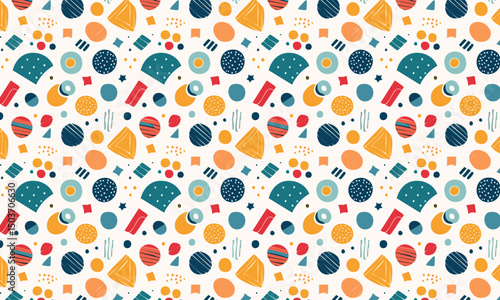 Retro Oddities: Vibrant Abstract Pattern with Bizarre Mid-Century Shapes