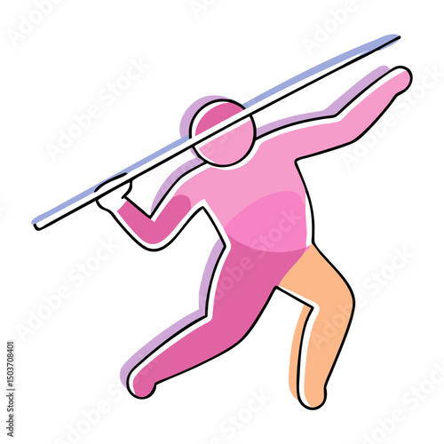 A vibrant flat design illustration of a javelin thrower in action, ideal for websites/blogs on sports, athletics, fitness, competition, or Olympic themes.

