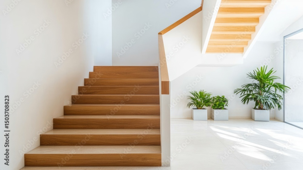Fototapeta premium Modern Staircase in a White Interior