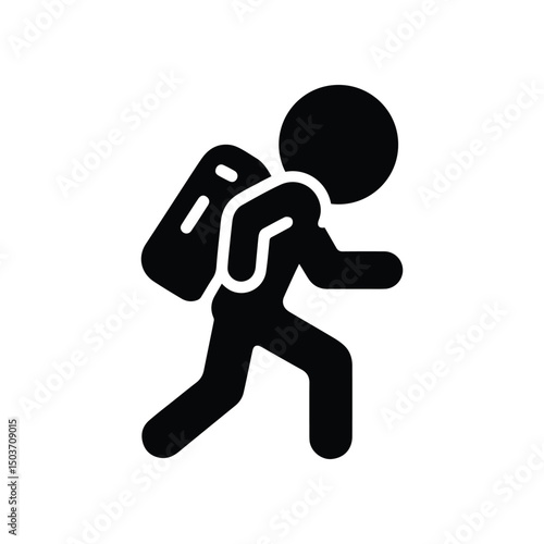 child with backpack, schoolboy running icon isolated silhouette