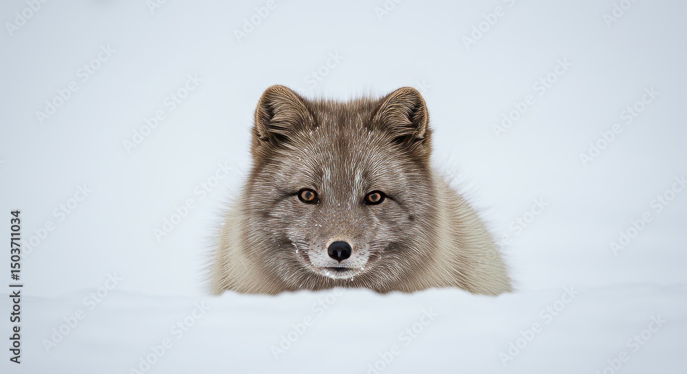Obraz premium Arctic Fox Portrait in Winter Wonderland, Captivating Eyes in the Snow